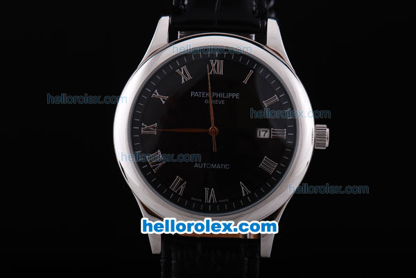 Patek Philippe Geneve Automatic with Black Dial and Roman Marking - Click Image to Close